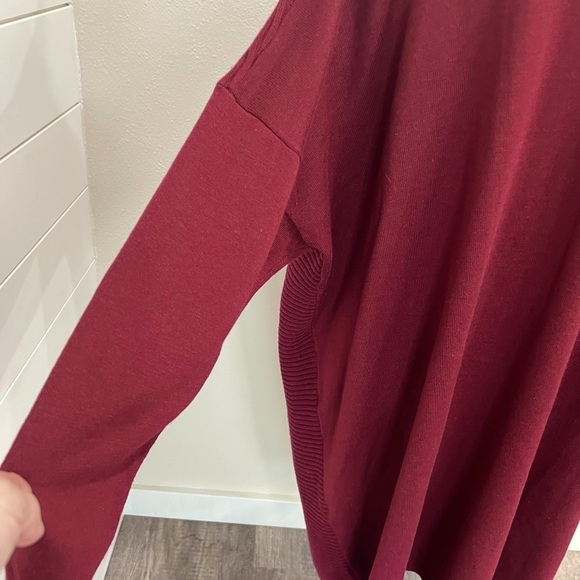 ASOS WOOL BLEND DROP SHOULDER SWEATER DRESS SZ 22 BURGUNDY EUC RIBBED DETAIL - Picture 4 of 9